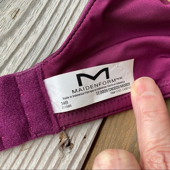 Maidenform Raspberry Purple Satin Demi Underwire Padded Push Up Bra - Picture 9 of 11